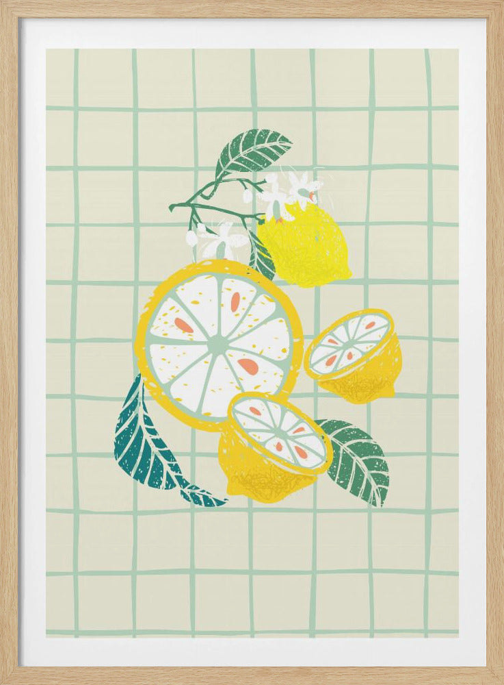 Zitronenscheibe mit Blättern | Poster