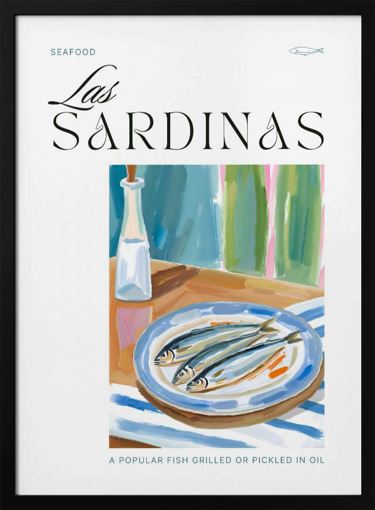 Teller Sardinen mit Flasche | Poster