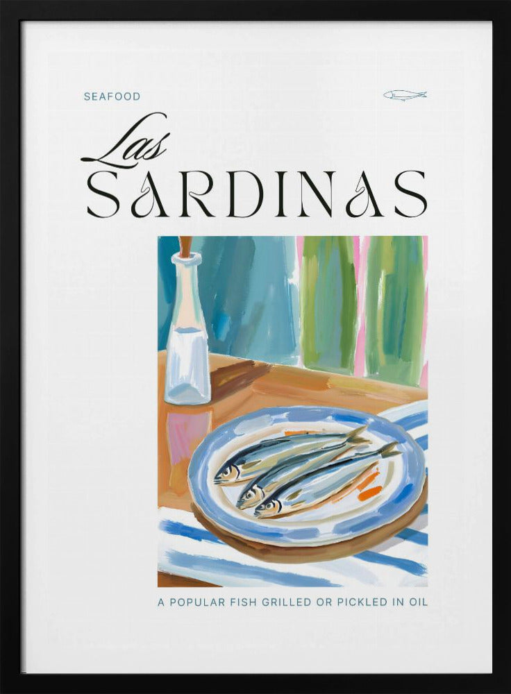 Teller Sardinen mit Flasche | Poster