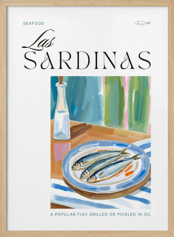 Teller Sardinen mit Flasche | Poster
