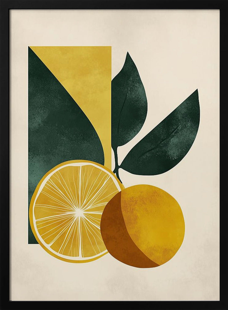 Gelbe Zitrone mit grünen Blättern Serenity | Poster
