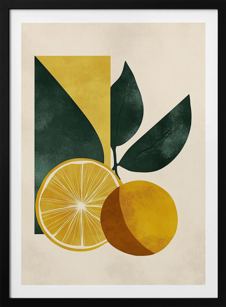 Gelbe Zitrone mit grünen Blättern Serenity | Poster