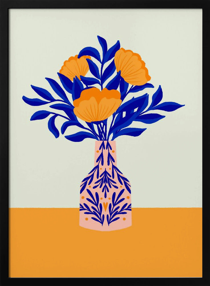 Orangefarbene Mohnblumen in einer Vase | Poster