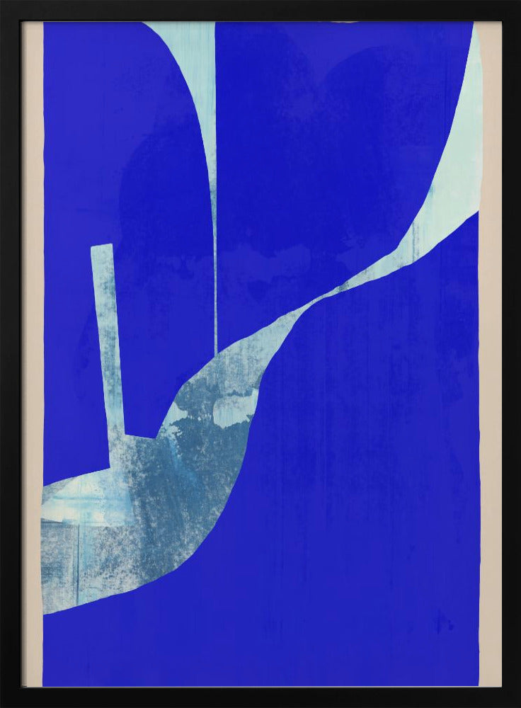 Blauer Hintergrund mit dynamischer weißer Kurve | Poster