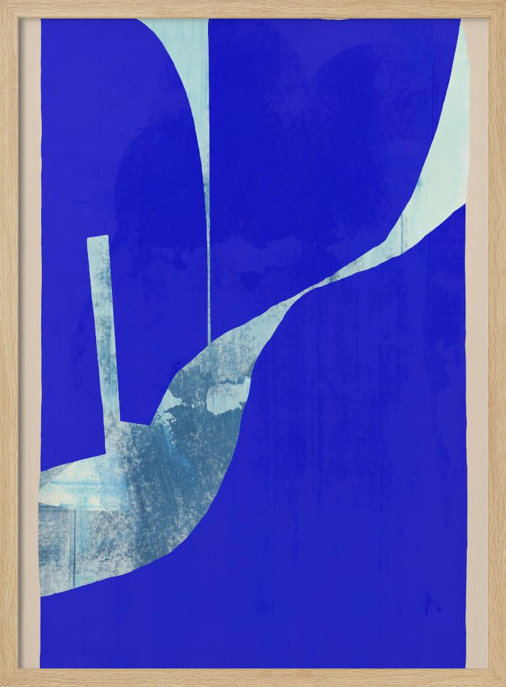 Blauer Hintergrund mit dynamischer weißer Kurve | Poster