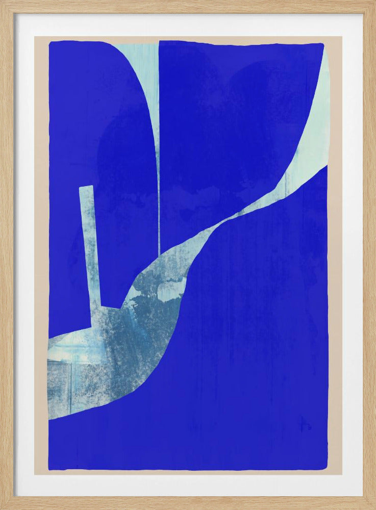 Blauer Hintergrund mit dynamischer weißer Kurve | Poster