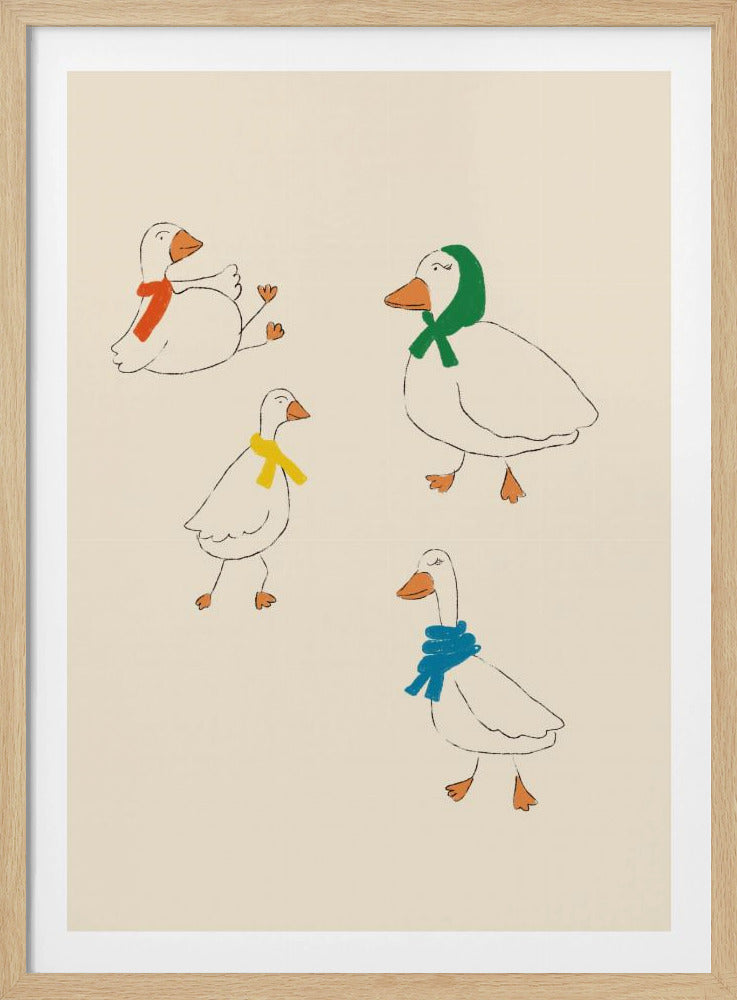 Enten mit bunten Schals | Poster