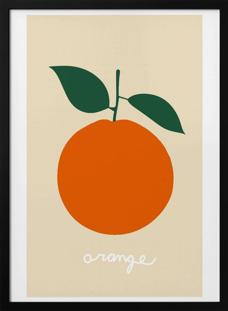Stilisierte Orange mit dunkelgrünen Blättern | Poster