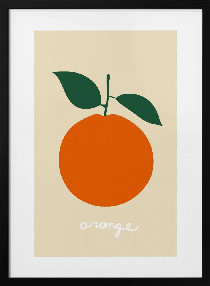 Stilisierte Orange mit dunkelgrünen Blättern | Poster