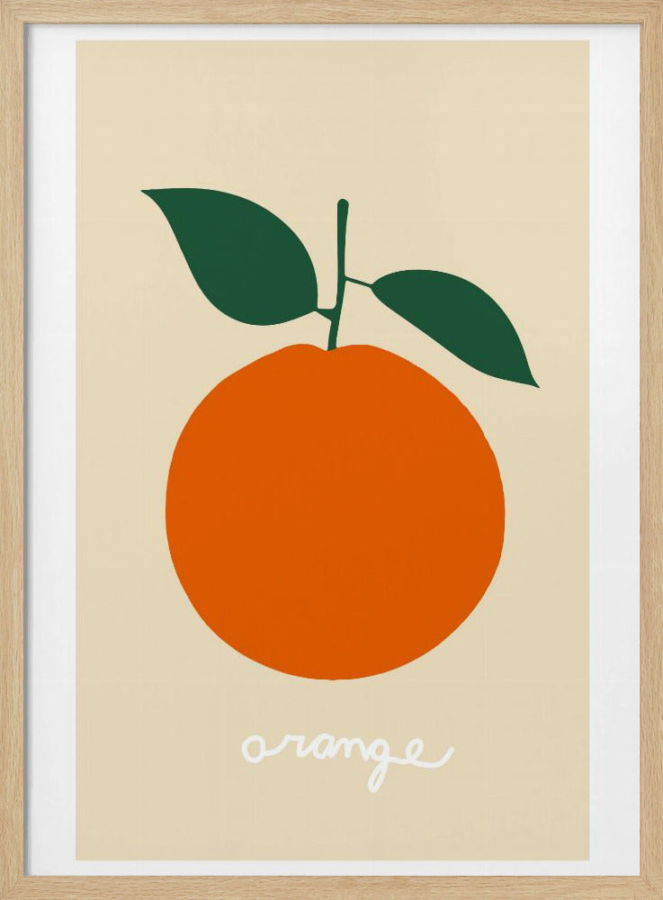 Stilisierte Orange mit dunkelgrünen Blättern | Poster