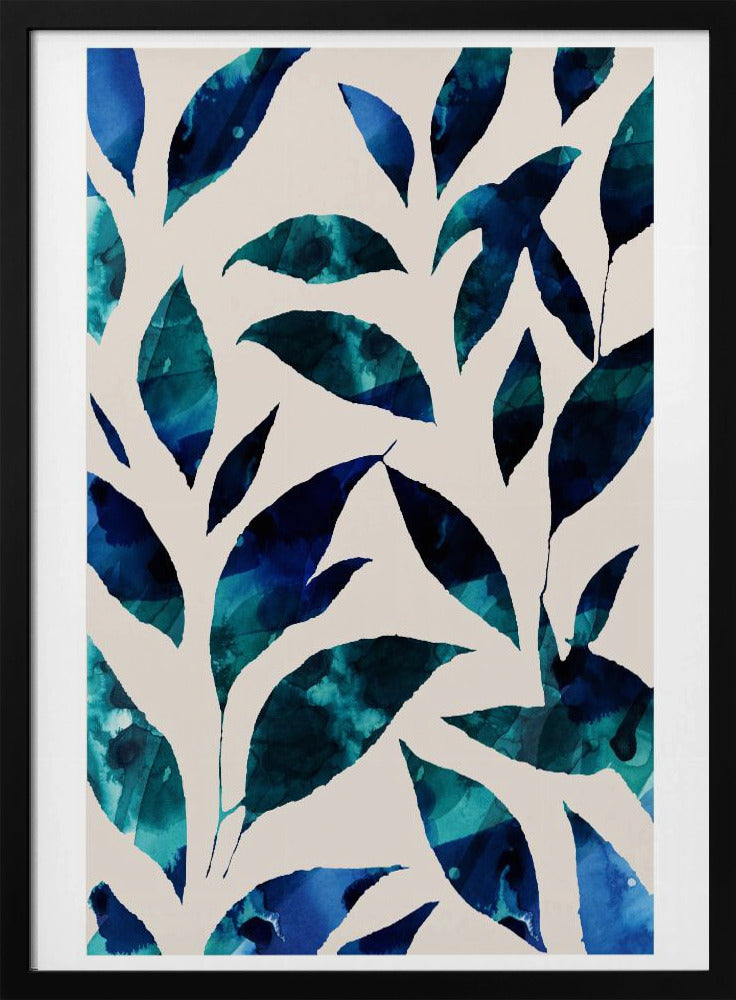 Blätter in Blau- und Grüntönen | Poster