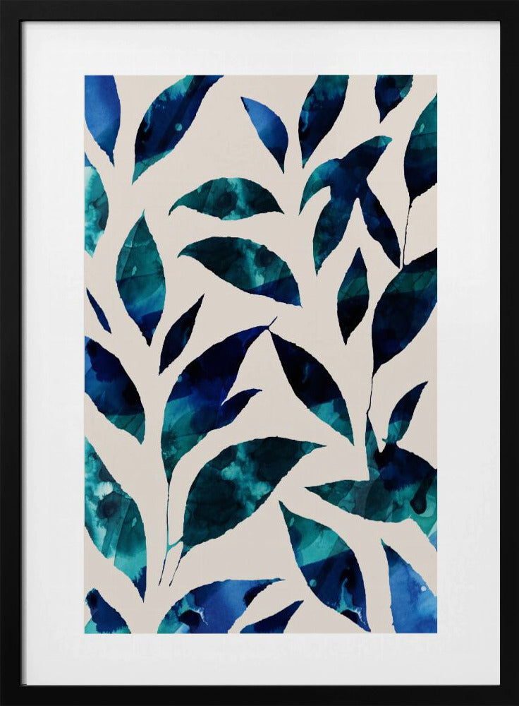 Blätter in Blau- und Grüntönen | Poster