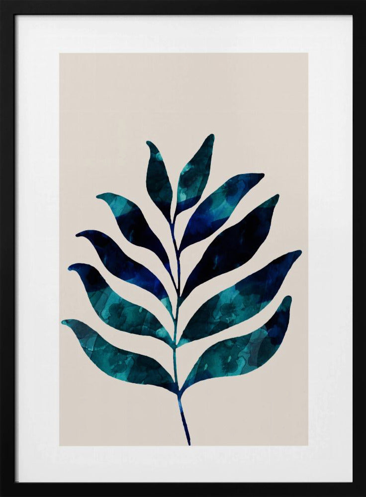 Botanisches Design mit dunkelblauem Aquarell | Poster