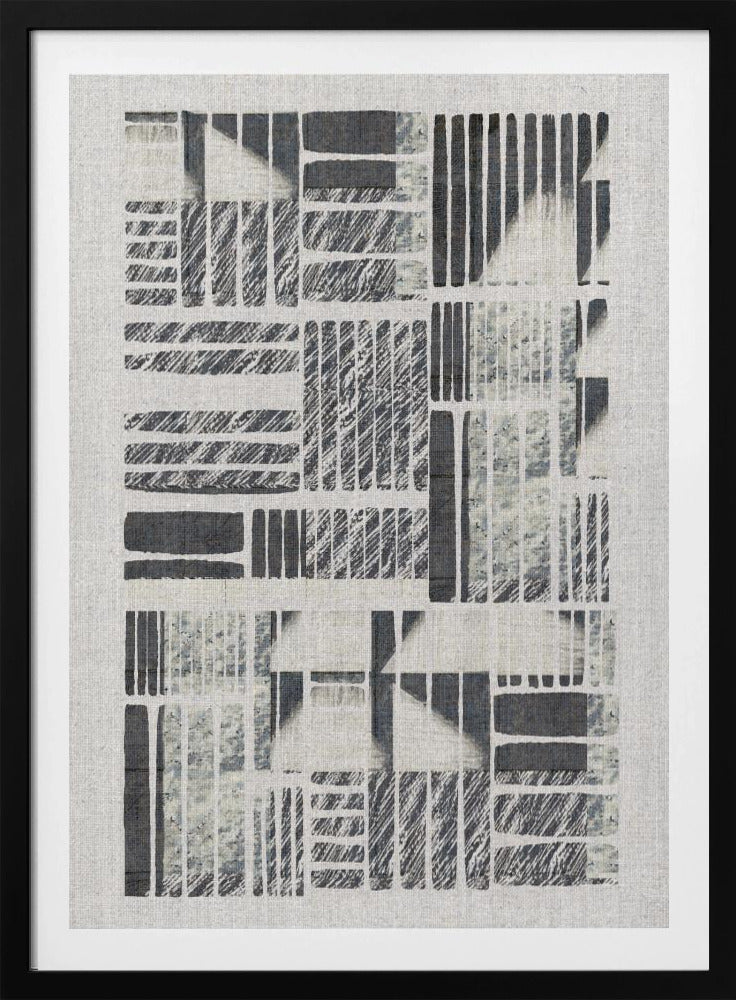 Geometric Patterns With Textured Monochrome Lines | Poster
