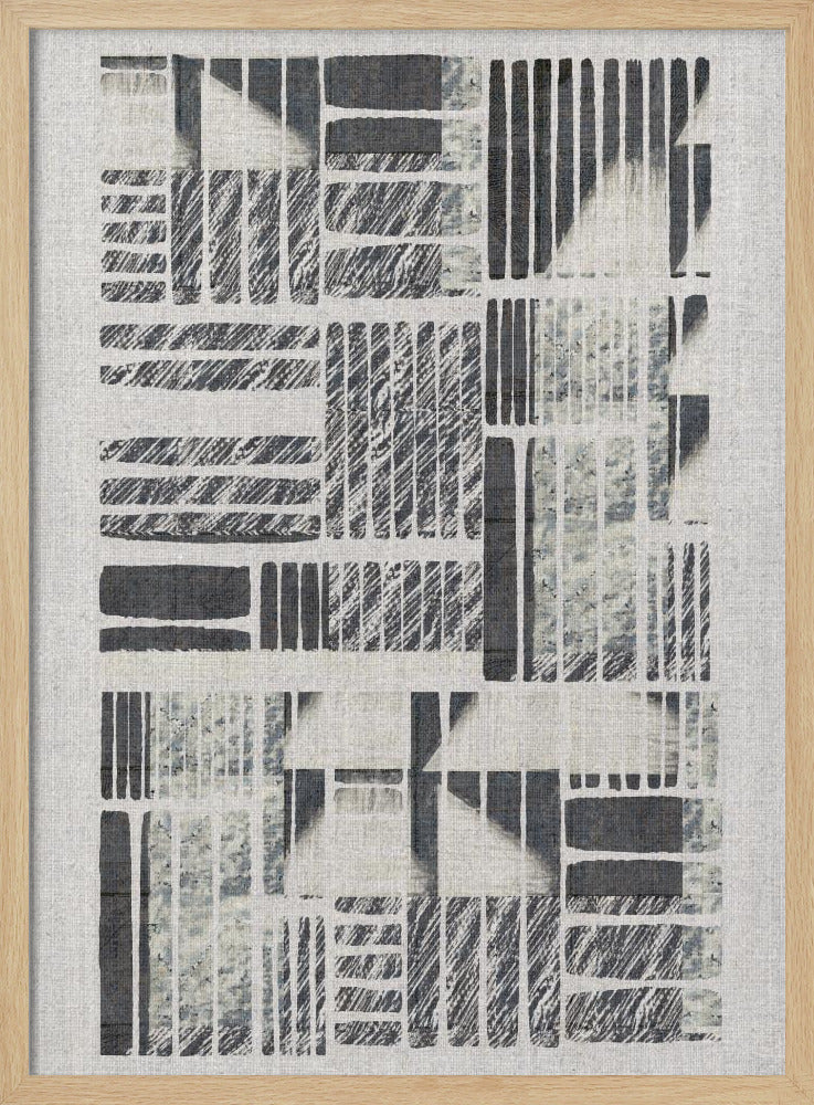 Geometric Patterns With Textured Monochrome Lines | Poster