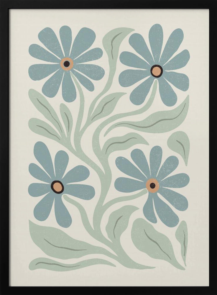 Abstrakte Blumen Blau und Grün | Poster