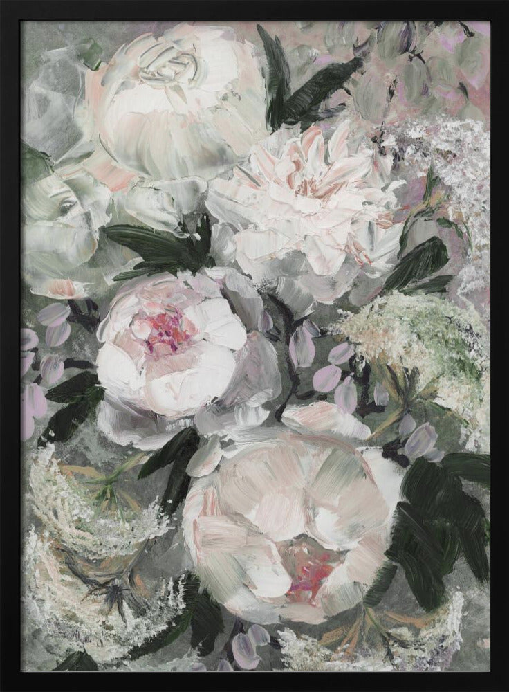 Blumenkomposition mit weißen und rosa Blumen | Poster