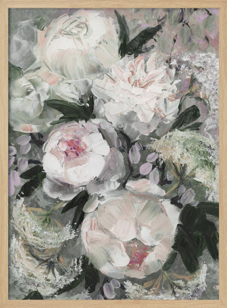Blumenkomposition mit weißen und rosa Blumen | Poster