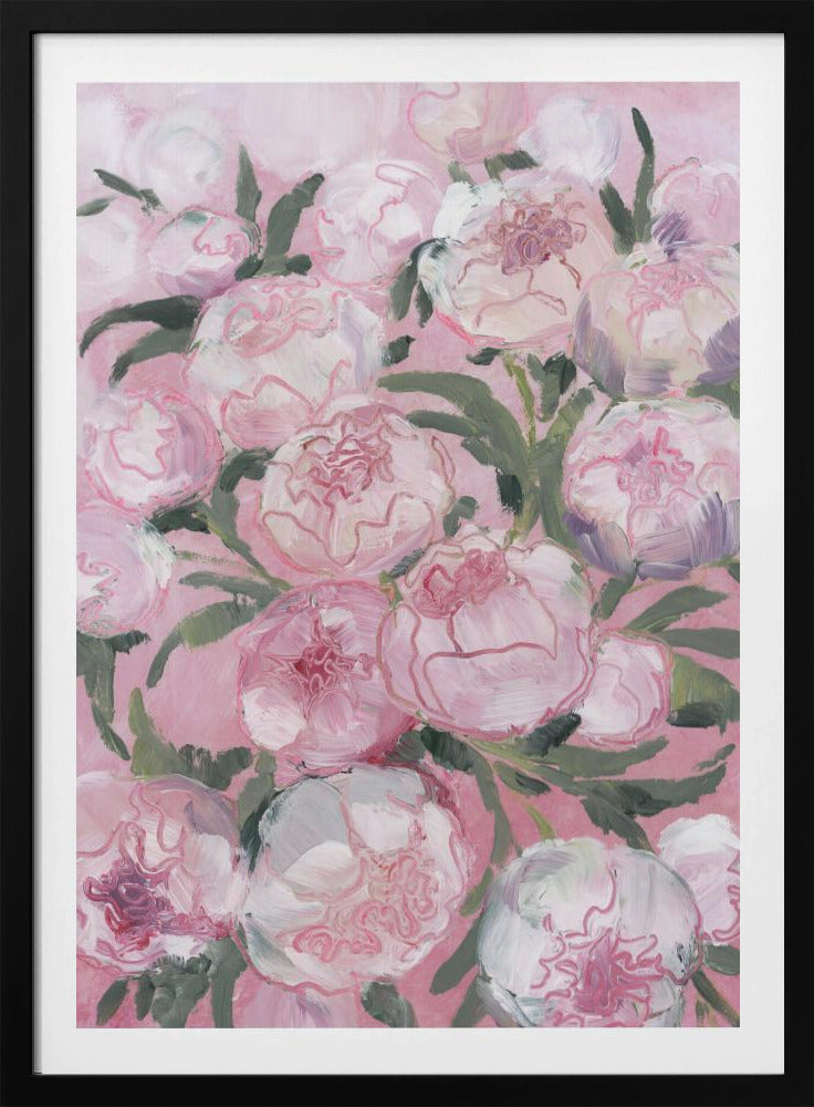 Blumenkomposition aus rosa Pfingstrosen | Poster