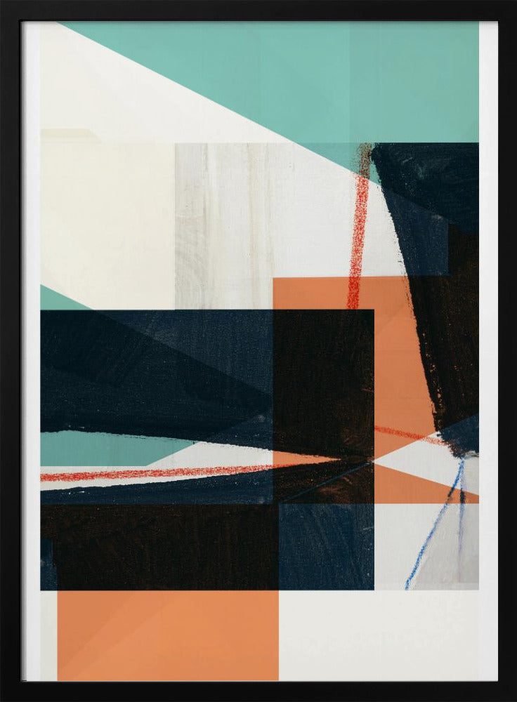 Geometrische Formen in gedämpftem Blaugrün | Poster