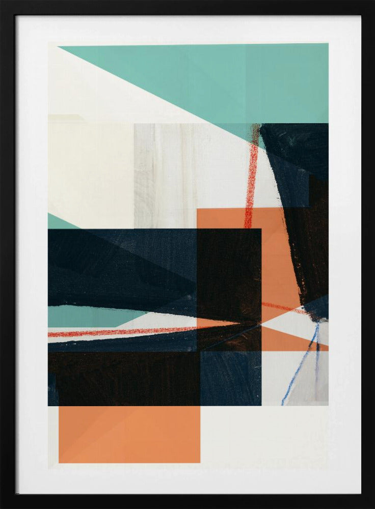 Geometrische Formen in gedämpftem Blaugrün | Poster