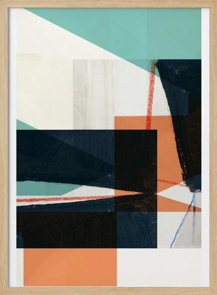 Geometrische Formen in gedämpftem Blaugrün | Poster