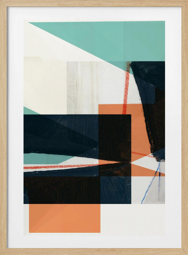 Geometrische Formen in gedämpftem Blaugrün | Poster