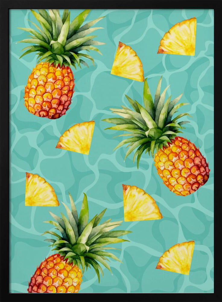 Exotic Pineapple & Slices Aesthetic Pattern - Tropical Summer watercolor | Poster