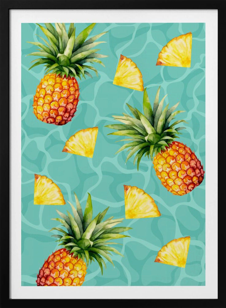 Exotic Pineapple & Slices Aesthetic Pattern - Tropical Summer watercolor | Poster