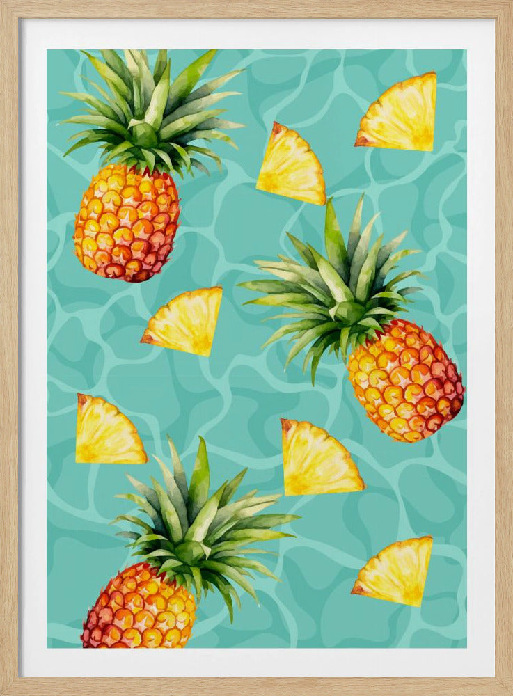 Exotic Pineapple & Slices Aesthetic Pattern - Tropical Summer watercolor | Poster