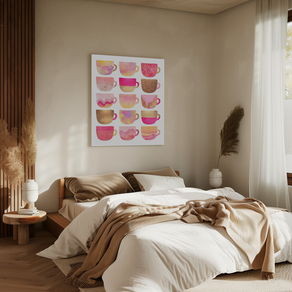 Hübsche rosa Kaffeetassen | Leinwand