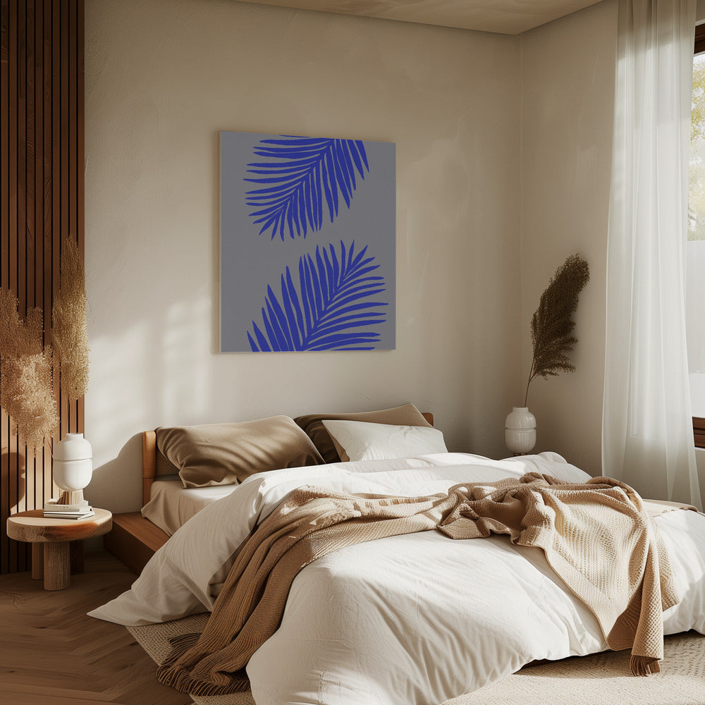 PALMBLATT 02 WEICHES GRAU | Leinwand