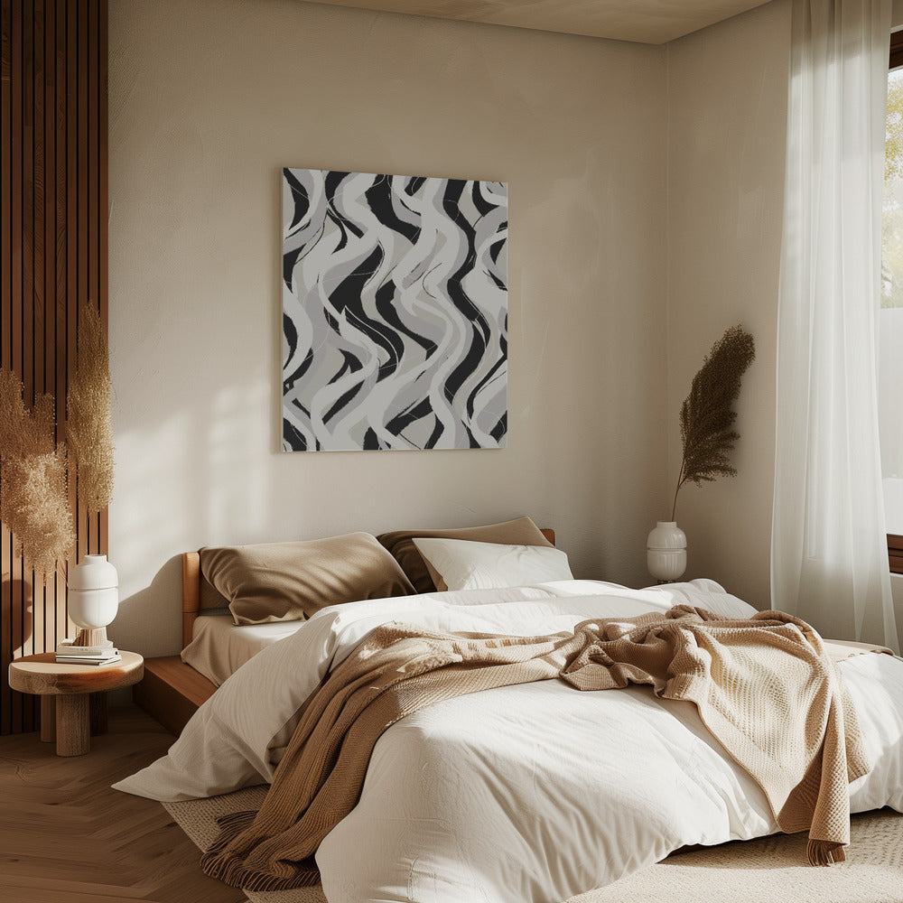 Curved Monochrome Waves | Canvas