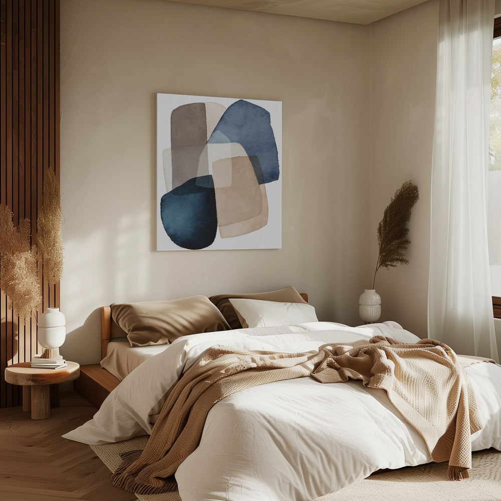 Blaubraune Blöcke | Leinwand