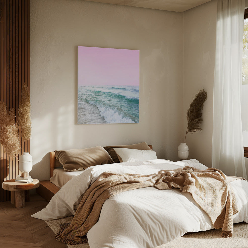 Rosa Himmel Strand | Leinwand