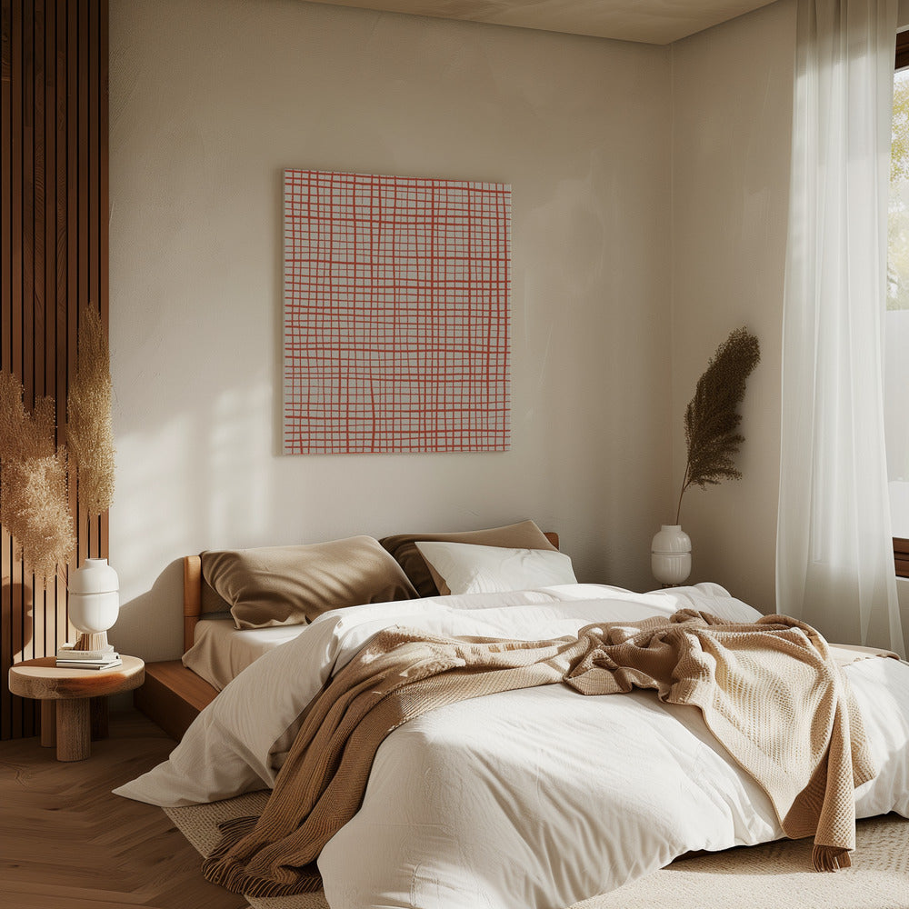 Red Grid Harmony | Canvas