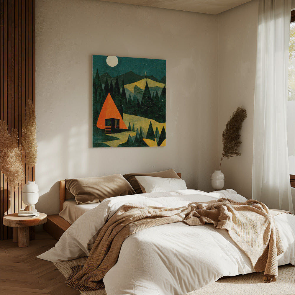 Moonlit Cabin Dream | Canvas