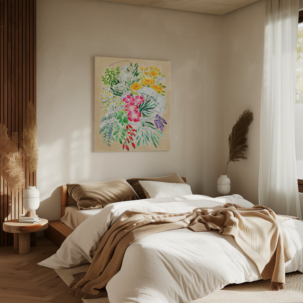 Medicinal herbs in vintage sepia | Canvas