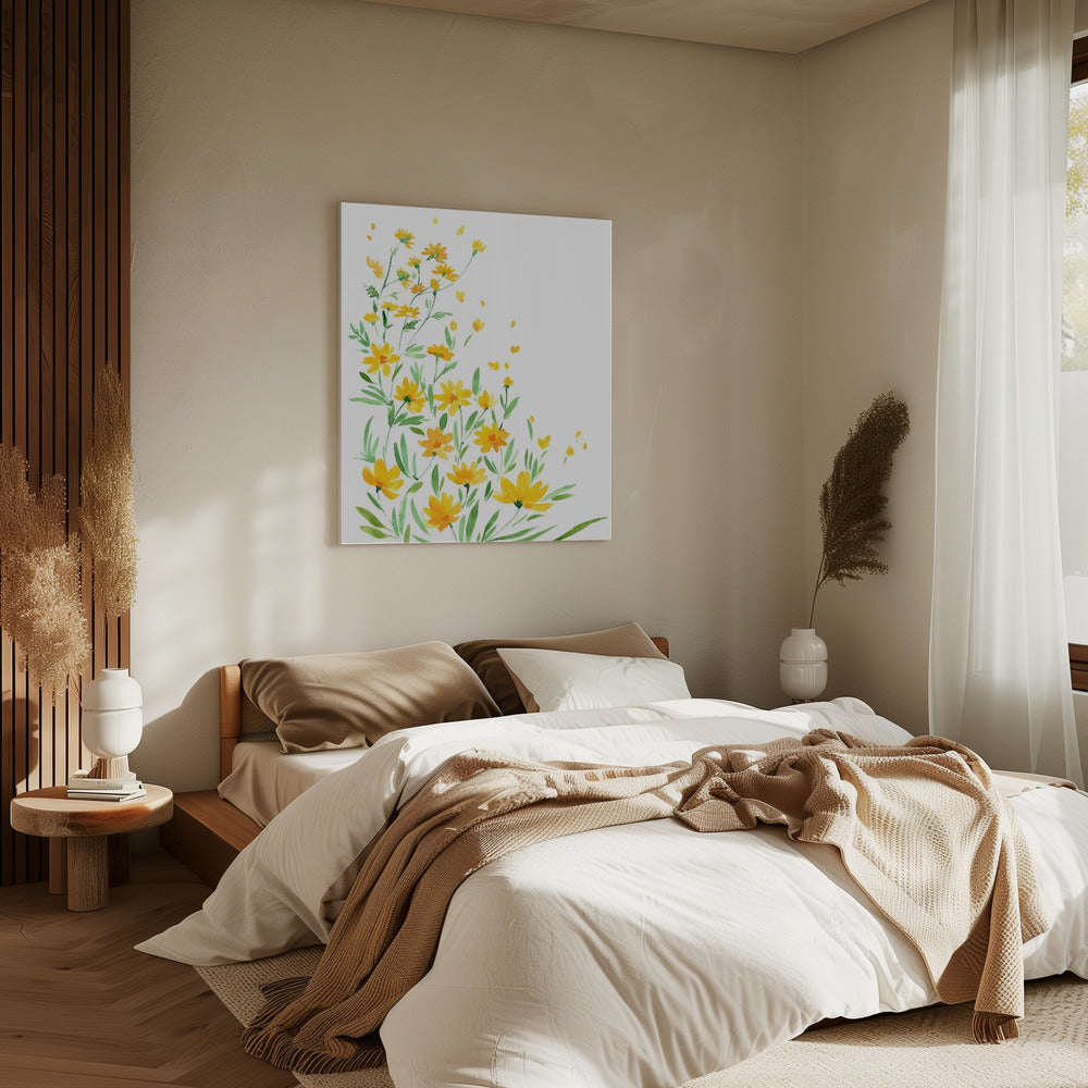 Yellow watercolor wildflowers | Canvas