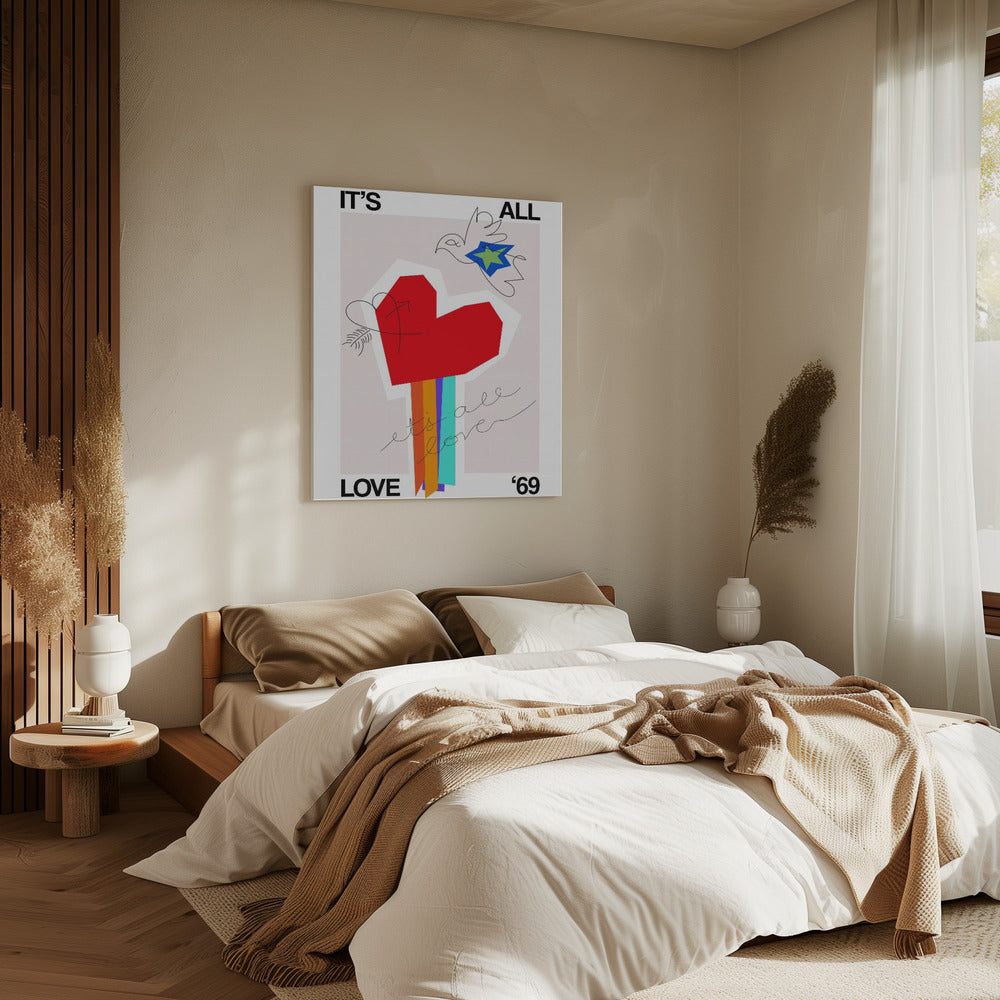 It's All Love '69 Heart Greige | Canvas