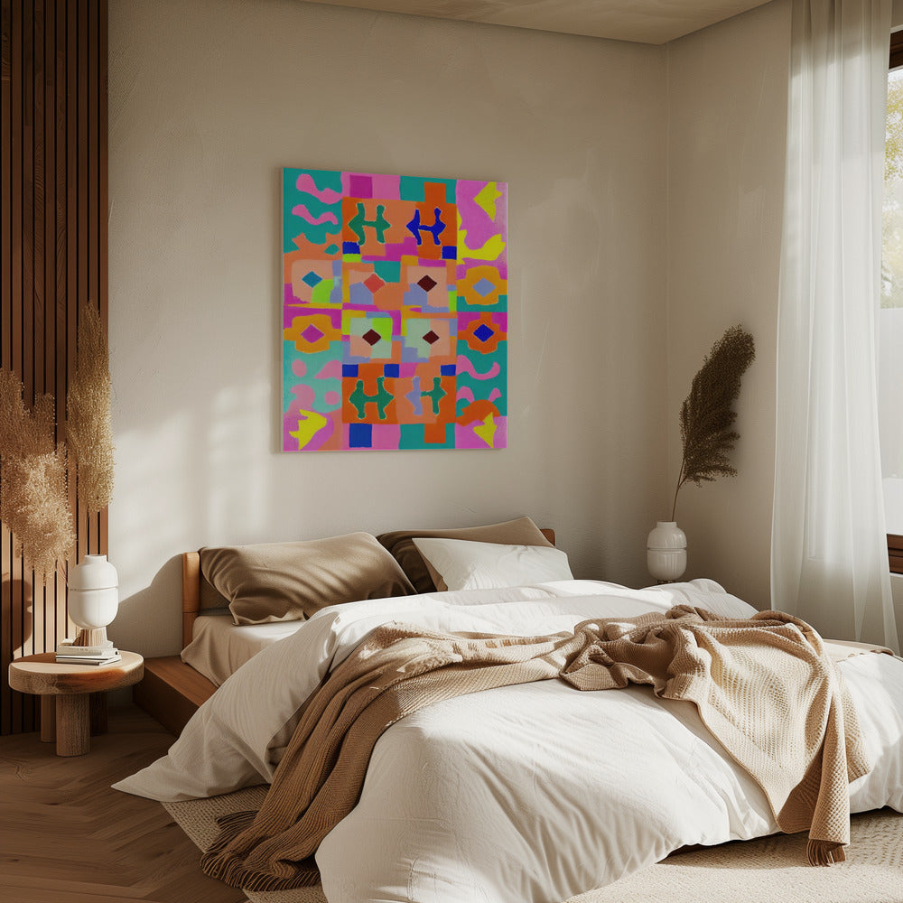 Lebhafter geometrischer Wandteppich | Leinwand