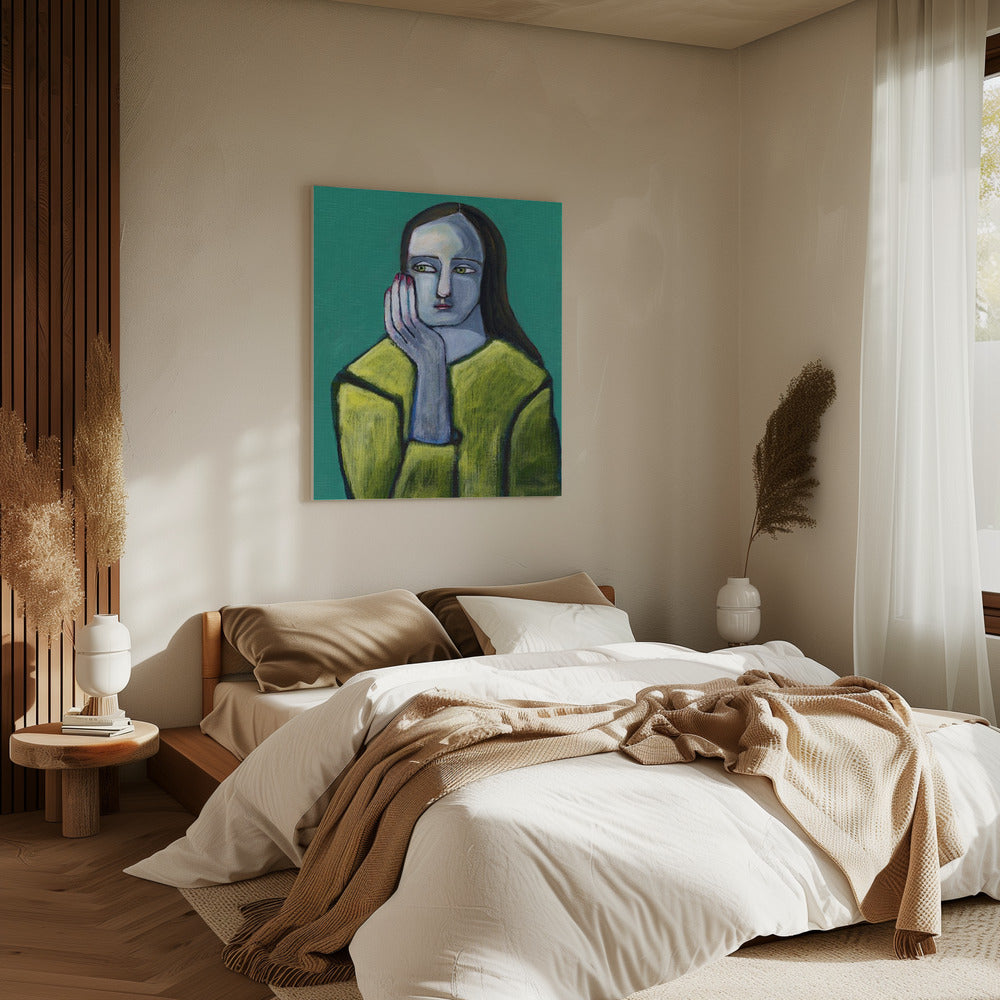 Frau mit großen Händen | Leinwand