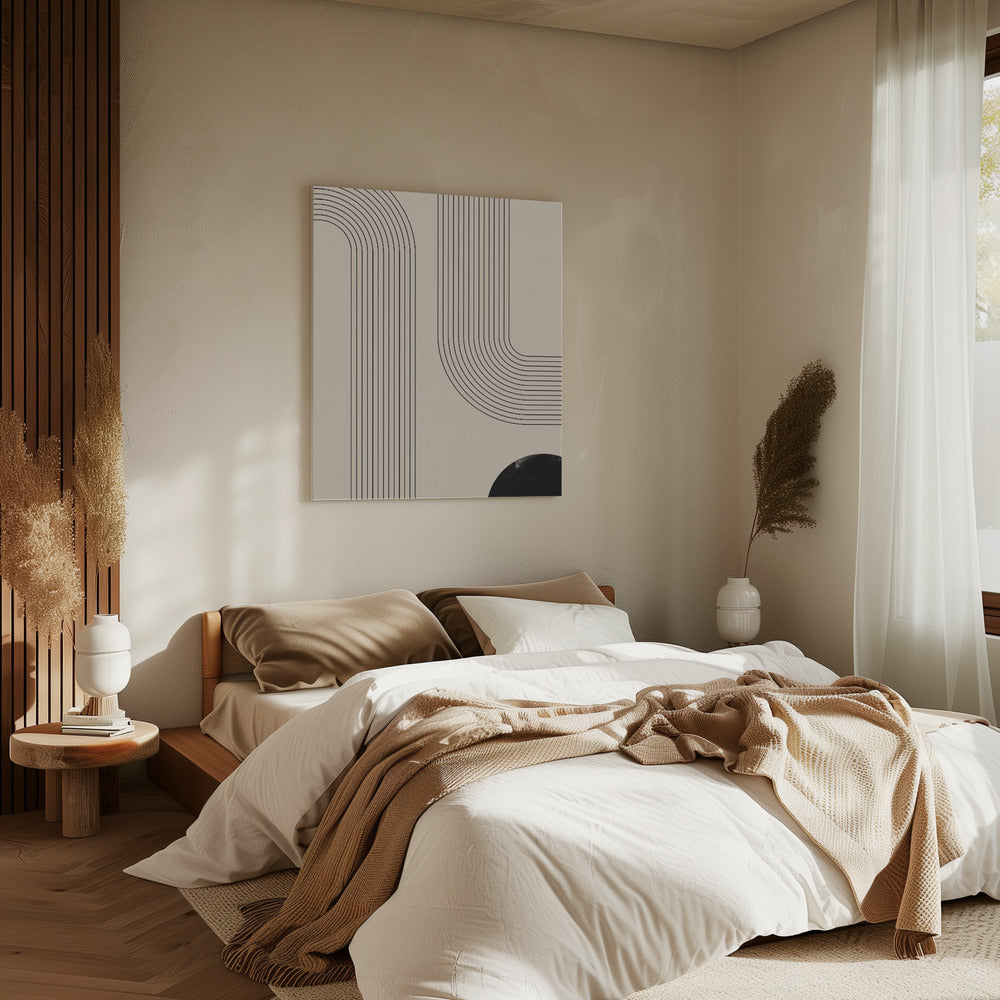 Schwarze Minimal Line Art | Leinwand