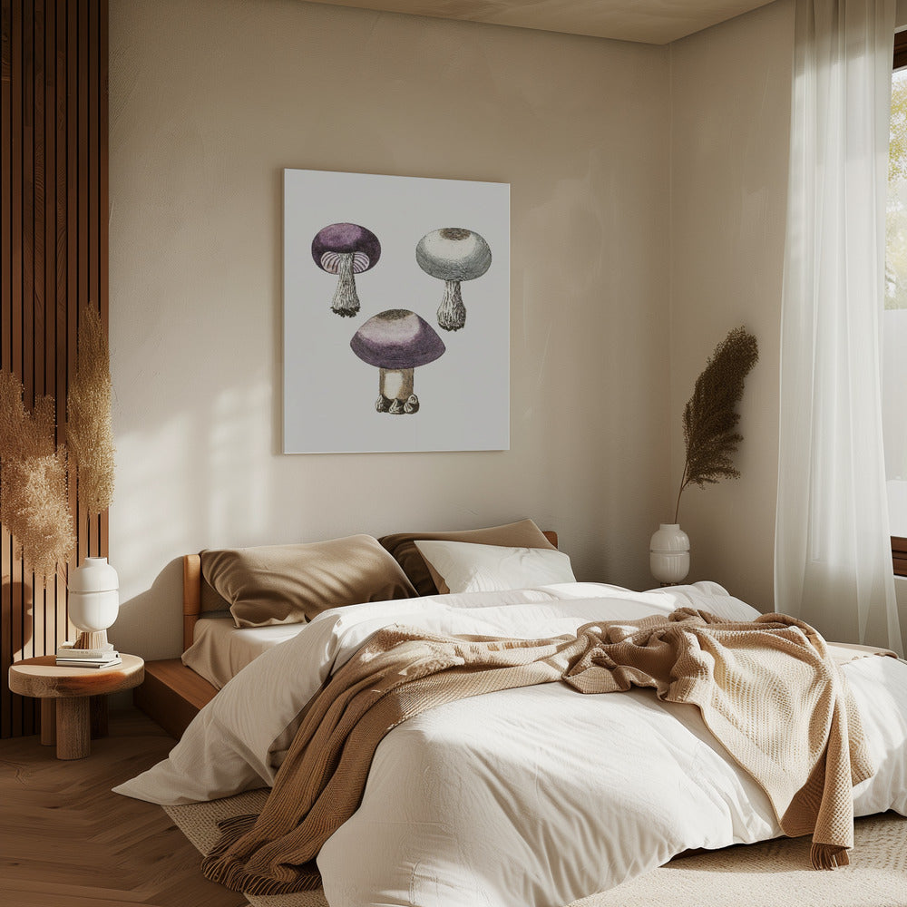 Handgemalter violetter Webcap-Pilz | Leinwand