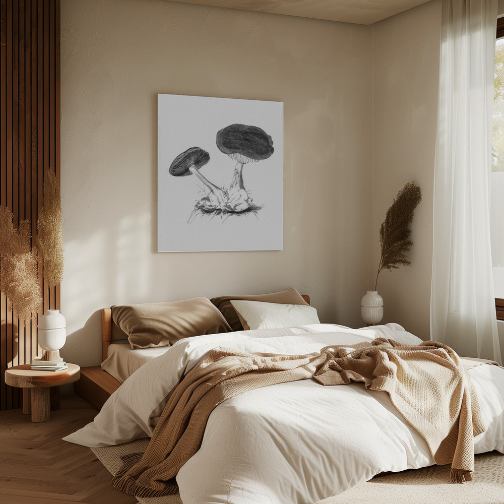Vintage Violet Webcap Mushroom Bright BW | Canvas