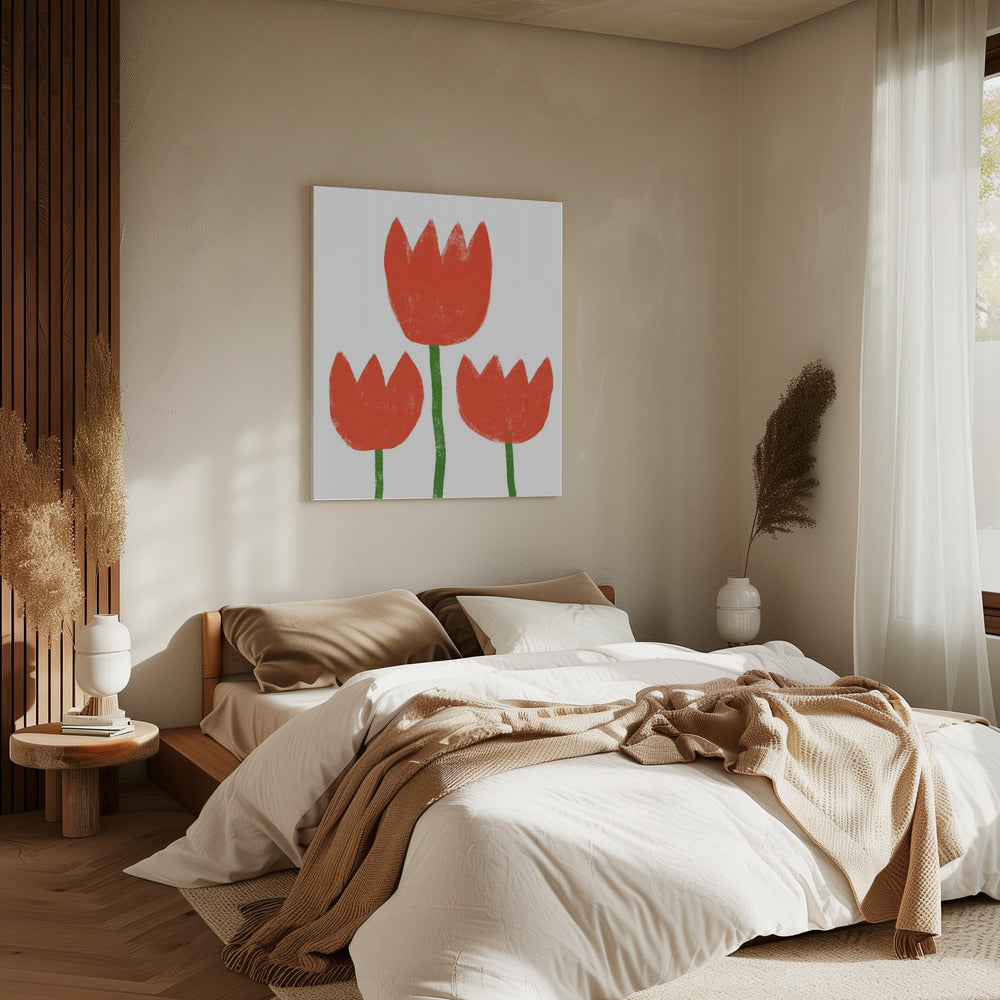 Red Tulip Trio | Canvas