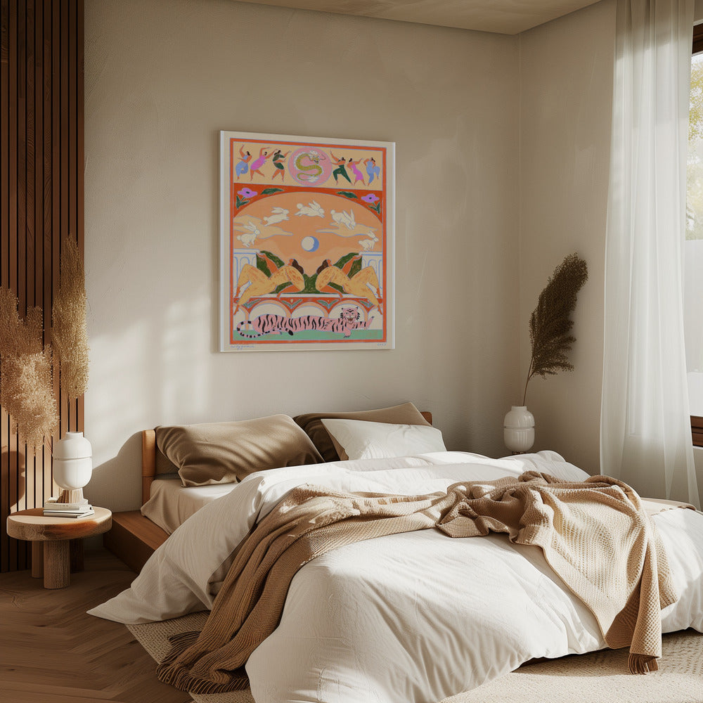 Kaninchen springt über den Mond | Leinwand