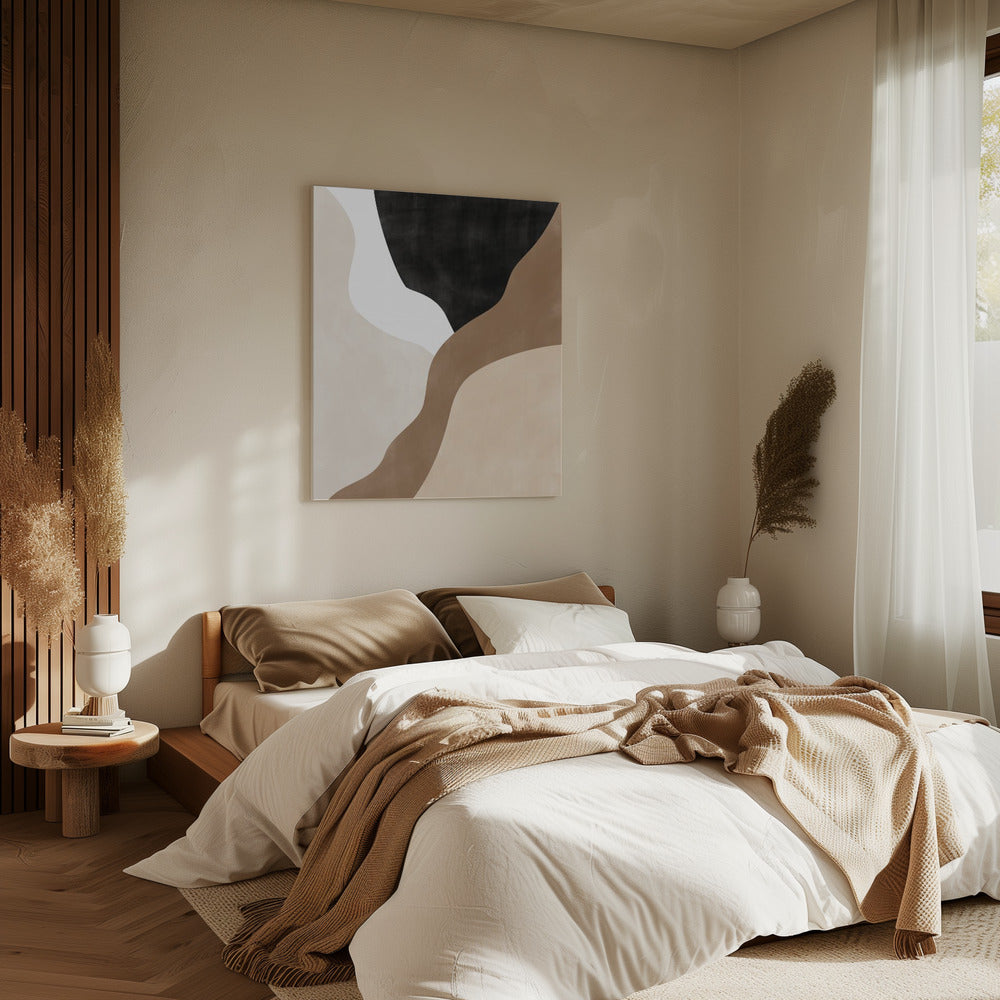 Abstrakte beige und braune Kunst | Leinwand