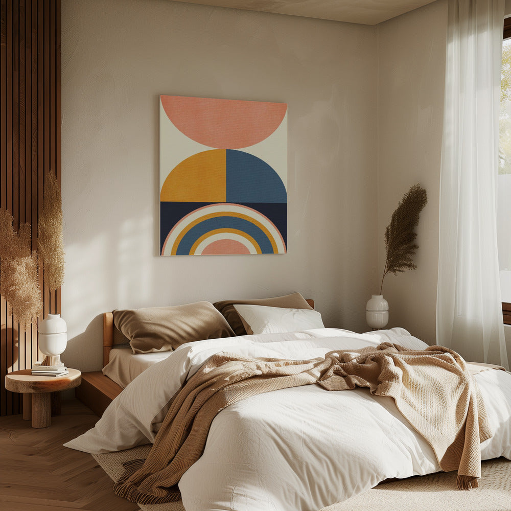 Rainbow Plus Shapes Blue Mustard10 | Canvas