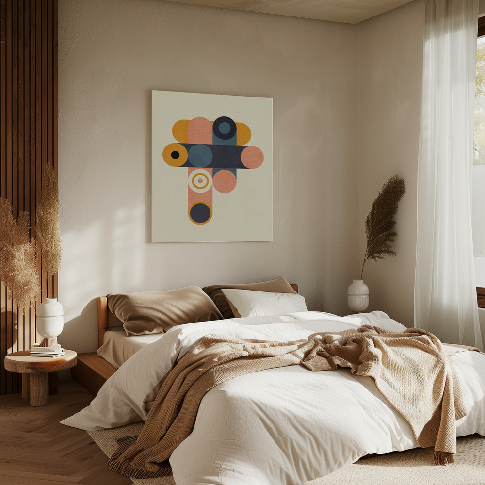 Rainbow Plus Shapes Blue Mustard8 | Canvas